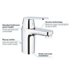 Grohe Eurosmart Cosmopolitan Mono Basin Mixer with Pop-up Waste - 3282500E -Bathroom Taps Shop 3282500E D2 460