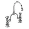 Burlington - Anglesey Regent 2 Tap Hole Bridge Curved Spout Basin Mixer (230mm centers) w Invisible Overflow -Bathroom Taps Shop ANR28 W9 P