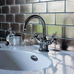 Arcade Highneck Monobloc Basin Mixer Tap - Nickel - Various Tap Head Options -Bathroom Taps Shop ARC14 D4 460