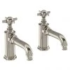 Arcade Basin Pillar Taps - Nickel - Various Tap Head Options -Bathroom Taps Shop ARC17 P