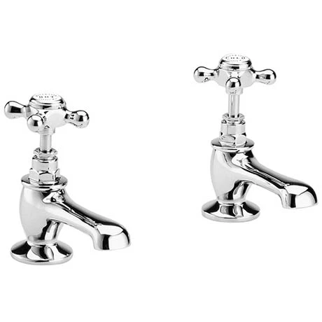 Bayswater White Crosshead Traditional Basin Taps 3 Bayswater White Crosshead Traditional Basin Taps
