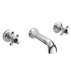 Bayswater Black Crosshead 3 Tap Hole Wall Mounted Bath Filler