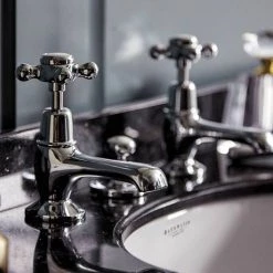 Bayswater White Crosshead Domed Collar Traditional Basin Taps 7 Bayswater White Crosshead Domed Collar Traditional Basin Taps -Bathroom Taps Shop BAYT201 D2 460