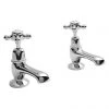 Bayswater White Crosshead Domed Collar Traditional Basin Taps -Bathroom Taps Shop BAYT201 P