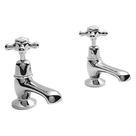 Bayswater White Crosshead Domed Collar Traditional Basin Taps 3 Bayswater White Crosshead Domed Collar Traditional Basin Taps