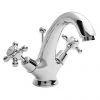 Bayswater White Crosshead Domed Collar Basin Mixer + Pop-Up Waste 1 Bayswater White Crosshead Domed Collar Basin Mixer + Pop-Up Waste -Bathroom Taps Shop BAYT205 P