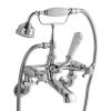 Bayswater White Crosshead Domed Collar Wall Mounted Bath Shower Mixer -Bathroom Taps Shop BAYT210 PN