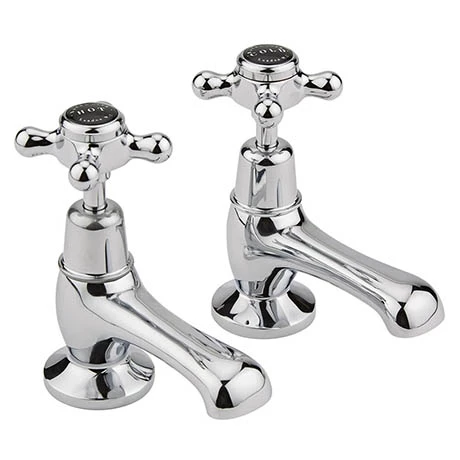 Bayswater Black Crosshead Domed Collar Traditional Basin Taps 3 Bayswater Black Crosshead Domed Collar Traditional Basin Taps