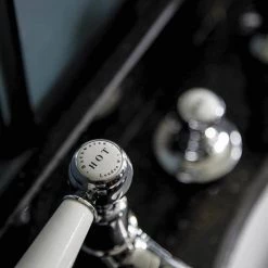 Bayswater White Lever Domed Collar Traditional Basin Taps -Bathroom Taps Shop BAYT301 D3 460