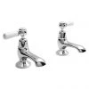 Bayswater White Lever Domed Collar Traditional Basin Taps -Bathroom Taps Shop BAYT302 P