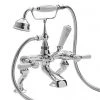 Bayswater White Lever Domed Collar Deck Mounted Bath Shower Mixer -Bathroom Taps Shop BAYT304 P