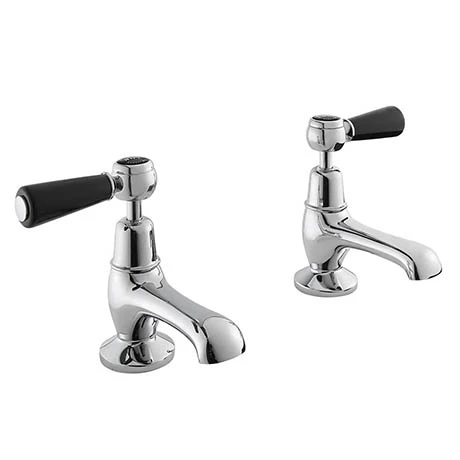 Bayswater Black Lever Domed Collar Traditional Basin Taps 3 Bayswater Black Lever Domed Collar Traditional Basin Taps