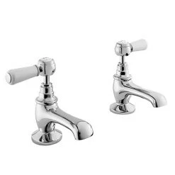 Bayswater White Lever Traditional Basin Taps