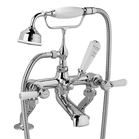 Bayswater White Lever Deck Mounted Bath Shower Mixer 3 Bayswater White Lever Deck Mounted Bath Shower Mixer