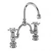 Burlington - Birkenhead Regent 2 Tap Hole Bridge Curved Spout Basin Mixer (230mm centers) w Invisible Overflow -Bathroom Taps Shop BIR28 W9 P