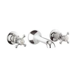 Crosswater - Belgravia Crosshead Wall Mounted 3 Hole Set Basin Mixer - BL131WNC