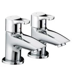 Bristan Capri Contemporary Bath Pillar Taps - Chrome - CAP-3/4-C