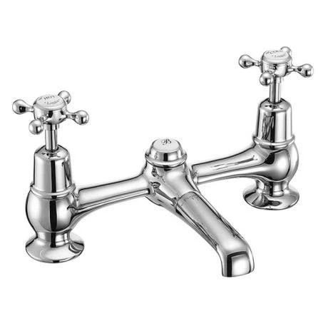 Burlington Claremont - Chrome 2 Tap Hole Bridge Basin Mixer with Plug & Chain - CL10 4 Burlington Claremont - Chrome 2 Tap Hole Bridge Basin Mixer with Plug & Chain - CL10 - Image 2
