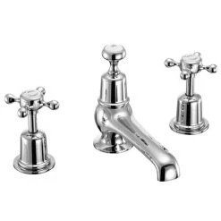Burlington Claremont Chrome 3TH Basin Mixer with Pop Up Waste - CL12