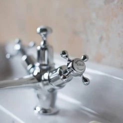 Burlington Claremont - Chrome Basin Mixer Tap with Pop Up Waste - CL4 -Bathroom Taps Shop CL4 D2 460