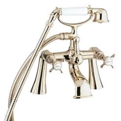 Deva Coronation Pillar Mounted Bath Shower Mixer - Gold