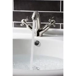 Crosswater - Belgravia Crosshead Highneck Monobloc Basin Mixer with Pop-up Waste - Nickel - HG112DPN 7 Crosswater - Belgravia Crosshead Highneck Monobloc Basin Mixer with Pop-up Waste - Nickel - HG112DPN -Bathroom Taps Shop HG112DPN D1 460