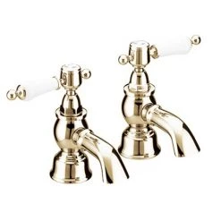 Heritage - Glastonbury Bath Pillar Taps - Vintage Gold - TGRG01