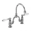 Burlington Kensington Bridge Curved Spout Basin Mixer (230mm centers) w Invisible Overflow -Bathroom Taps Shop KE27 W1 PN
