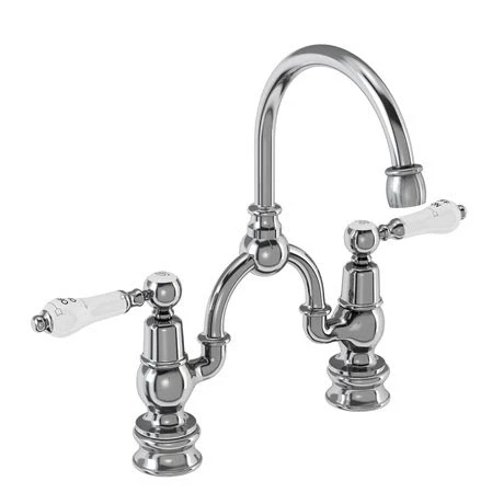Burlington Kensington Regent Bridge Curved Spout Basin Mixer (230mm centers) w Invisible Overflow 3 Burlington Kensington Regent Bridge Curved Spout Basin Mixer (230mm centers) w Invisible Overflow