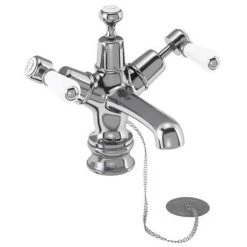 Burlington Kensington Regent - Chrome Basin Mixer Tap with Plug & Chain - KER5
