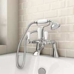 Lancaster Traditional Bath Shower Mixer with Slider Rail Kit - Chrome -Bathroom Taps Shop LSRK nd2 460