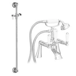 Bathroom Taps Shop 9 Lancaster Traditional Bath Shower Mixer with Slider Rail Kit - Chrome