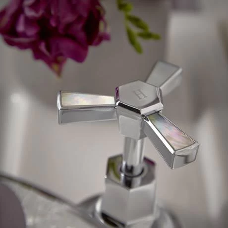 Heritage Gracechurch Mother of Pearl 3 Hole Basin Mixer with Pop-up Waste - TGRDMOP06 4 Heritage Gracechurch Mother of Pearl 3 Hole Basin Mixer with Pop-up Waste - TGRDMOP06 - Image 2