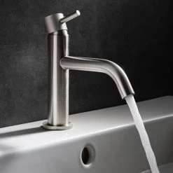 Crosswater MPRO Monobloc Basin Mixer with Knurled Detailing - Brushed Stainless Steel Effect - PRO110DNV_K 6 Crosswater MPRO Monobloc Basin Mixer with Knurled Detailing - Brushed Stainless Steel Effect - PRO110DNV_K -Bathroom Taps Shop PRO110DNV K detail2 460