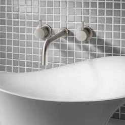 Crosswater MPRO Wall Mounted 3 Hole Set Basin Mixer - Brushed Stainless Steel - PRO130WNV+ -Bathroom Taps Shop PRO130WNV D1 460