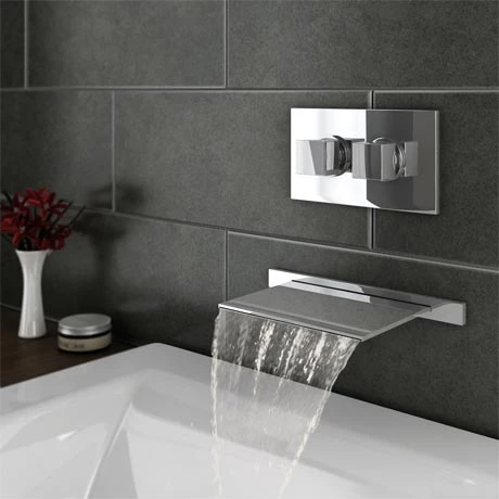 Monza Waterfall Wall Mounted Bath Tap With Concealed Thermostatic Valve 3 Monza Waterfall Wall Mounted Bath Tap With Concealed Thermostatic Valve
