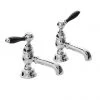 Imperial Radcliffe Chrome 1/2" Basin Pillar Taps with Black Levers -Bathroom Taps Shop RADBASINTAPSBCP P