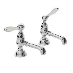 Imperial Radcliffe Chrome 1/2" Basin Pillar Taps with White Levers