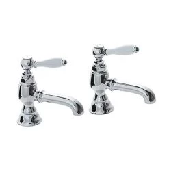 Imperial Radcliffe Chrome 3/4" Bath Pillar Taps with White Levers