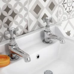 Regent Traditional Basin and Bath Taps - Chrome -Bathroom Taps Shop REG004 REG005 d1 460