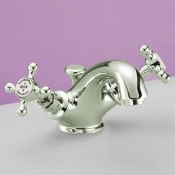 Silverdale Victorian Basin Monobloc Tap with Pop Up Waste Nickel