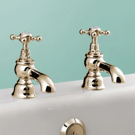 Silverdale Victorian Bath Pillar Taps Gold 3 Silverdale Victorian Bath Pillar Taps Gold