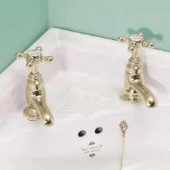 Silverdale Victorian Cloakroom Basin Pillar Taps Gold