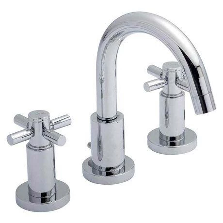 Hudson Reed - Tec Crosshead 3 Tap Hole Basin Mixer with swivel spout & pop up waste - TEX337 3 Hudson Reed - Tec Crosshead 3 Tap Hole Basin Mixer with swivel spout & pop up waste - TEX337