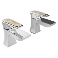 Heritage Lymington Lace Gold Basin Pillar Taps - TLYCG00
