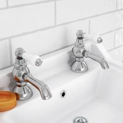 Chatsworth 1928 Traditional White Lever Pillar Basin Taps -Bathroom Taps Shop TRAD015D detail2 460