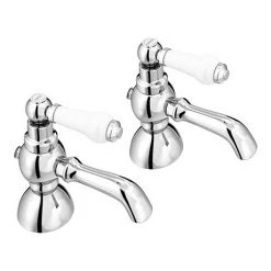 Chatsworth 1928 Traditional White Lever Pillar Basin Taps