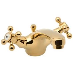 Deva Tudor Mono Basin Mixer Tap with Pop Up Waste - Gold - TUD113/501