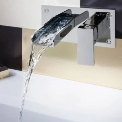Crosswater - Water Square Wall Mounted 2 Hole Set Basin Mixer - WS121WNC -Bathroom Taps Shop WS121WNC D2 460