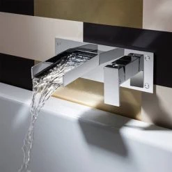 Crosswater - Water Square Wall Mounted 2 Hole Set Basin Mixer - WS121WNC -Bathroom Taps Shop WS121WNC D3 460
